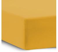 Apex Furnishings Double Fitted Sheet, Ochre Yellow - Brushed Microfiber Bed Sheets Extra Deep Pocket 16 Inch (40 cm) Soft, Easy Care Fitted Bed Sheets Double, Non-Iron Deep Bottom Sheet.