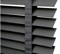 APEX FURNISHINGS Faux Wood Window Venetian Blinds-50mm Slats Charcoal Tape Trimmable Home Office Windows Blind (225cm x 150cm)