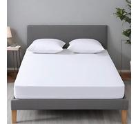 Apex Furnishings Fitted Sheet Double, White - Brushed Microfiber Plain Dyed Bedding Sheet Deep Pocket 10 Inch (25cm) Elasticated Corner, Easy Care, Soft Bottom Bed Sheets.