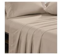 APEX FURNISHINGS Flat Sheet Beige 100% Egyptian Cotton 300 Thread Count Single Bed Sheets - Breathable and Fade Resistant Hotel Bedding Flat Sheets (180cm x 255cm)