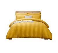 APEX FURNISHINGS Satin Stripes Single Duvet Cover Set Reversible Soft Breathable Microfiber Bedding with 1 Pillowcase, Single Bed Set (Ochre)