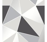 Elegant Apex Geo Sidewall Black Silver Wallpaper Wall Decoration 0.52M X 10.05M