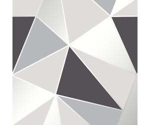 APEX GEOMETRIC WALLPAPER BLACK / SILVER - FINE DECOR FD41994 LUXURY HEAVYWEIGHT