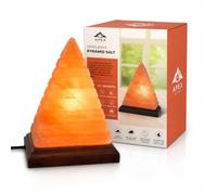 Apex Homeware Himalayan Pyramid Salt Lamp, 100% Natural Pink Rock Salt Crystal Lamp with Wooden Base, Warm Mood Night Light for Bedroom, Living Room & Home Décor, 3kg, 20Hx15.2Wx15.2D