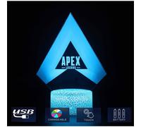 Apex Legends 3D Night Light, Led Colorful Touch Remote Control Game Lights, USB Powered Acrylic Projection Panel, Suitable for Bedroom Decoration