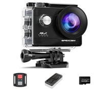 Apexcam Action Camera 4K 60FPS 64MP with 64GB Card WiFi Underwater Camera Waterproof 40M Sports Camera EIS With Ultra HD 170° Wide Angle 2.4G Remote 2 x 1350mAh Batteries and Accessories