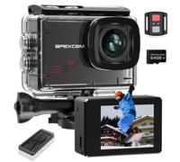 Apexcam M80 Action Cam with 64 GB Card 4 K 60 FPS 48 MP WiFi 40 m Ultra HD Underwater Waterproof Sports Camera 8 x Zoom Pre-Recording Wide Angle with 2 x 1350 Battery Accessories Kit