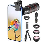 Apexel Camera Lens Kit,18x Monocular Telescope with Eyecup,0.63x Wide lens&15x Macro Lens,198¡ãFisheye Lens,Flexible Camera Tripod for iPhone and most Smartphone