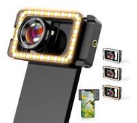APEXEL Lens for iphone,Macro Lens with Light with 17mm Thread Adapter for iPhone,Samsung,Huawei,Google pixel