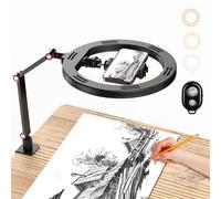 APEXEL Ring Light with Stand and Phone Holder, USB 10'' Ring Light for Desk with Remote Shutter, Overhead Phone Mount with Adjustable Arm and C-Clamp for Live Streaming/Photography/Makeup/TikTok