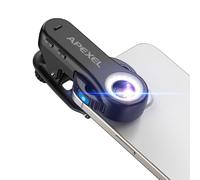 Apexel TriScope 3-in-1 Smartphone Microscope Lens - 40X/80X/120X Magnification, Dual LED & UV Light, Universal Clip for iPhone, Android, iPad