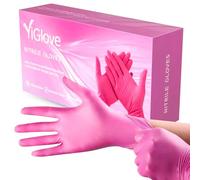 APEXIA Disposable Nitrile Gloves - Heavy Duty Nitrile Examination Surgical Gloves - Multi-Purpose, Single Use Medical Gloves Latex Free & Powder Free Pink Gloves - Box of 100 (Pink, Larg)