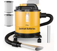 APEXPOWER Cordless Ash Vacuum for Pellet & Wood Stoves, with 4-Gallon Metal Storage Tank, Filter, Hose & Wheels, for DeWalt 20V Battery, Bare Tool Only