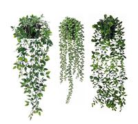 Apexrizon Artificial Hanging Plants with Pots 3 Pack for Indoor Decoration