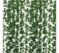 Apexrizon Fake Plants Scindapsus Leaves 8 Pack 56FT Artificial Ivy Garland Green Leaves Hanging Plant Fake Vines for Outdoor Wedding Party Garden Indoor Wall Bedroom Decoration