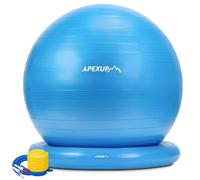 APEXUP Yoga Ball Chair, Exercise Ball Chair with Base for Office, Anti Slip Stability Ball Fitness Ball Seat, Home Gym Workout Ball, Balance Ball with Pump (Blue, L)