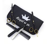 Apexwear Professional Hairdressing Scissors Kit Includes Barber Scissors, Texturing Shears, Straight Edge Razor and Hair Cutting Comb - Perfect Thinning Scissors Set (Black and Gold)