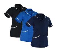 APEXWEAR Women’s Healthcare Tunic - Rounded Collar Nurses Tunic Uniform - Nursing Coat With Two Lined Pockets And Side Vents, Short Sleeves (Sky Blue, 12)