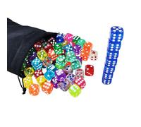 APGLSXY 100Pieces Six Sided Dices with Drawstring Storage Bag 14mm Dotted Dices Coloured Game for Math Teaching Board Game Role Playing
