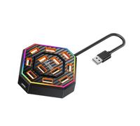 APGLSXY 13 Port USB Hub with 12 USB-a Ports and 1 Type-C Data Port, Desktop Splitter with Type C Power Input and Light Border