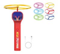APGLSXY Chasing Fetches Toy Rechargeable Discs Launchers with 6 Flying Discs Interactively Pet Toy Indoor Outdoor Night Light Flying Dragonflies Saucer