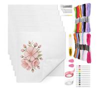 APGLSXY Craft Mesh Canvas Set for Beginners, 58 White Sheets with Color Thread, Tutorial Booklet and Visible Tools for Embroidery Projects Needlepoint Mesh Craft Canvas Sheets Embroidery Starter