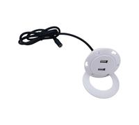 APGLSXY Desktop USB Power Access Port with 2 USB-a Openings, Round Flush Mount Socket for Panel Installations, 12-29V Input, 5V 2A Output, 1.5 M Cable Port a Faceplate