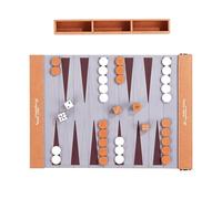 APGLSXY Portable Rolls Up PU Leather Backgammon Game Mat with Chess Set for Outdoor Travel and Camping Backgammon Board with Acrylic Piece