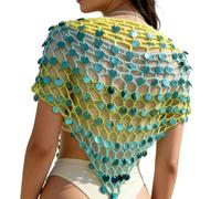 APGLSXY See Through Knitted Beach Shawl Sequins Belly Dance Hip Scarf Swimsuit Coverup for Vacation and Daily Casual Wear Plain Accessory