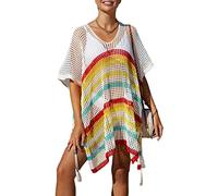 APGLSXY Split Side Sleeveless Knitted Beach Swimwear Bikini-Cover Ups Short Sleeve V-Neck Mesh Bathing Suit Swimsuit Swimsuit Cover Ups for Woman Skirt Woman Crochet V-neck