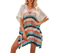 APGLSXY Split Side Sleeveless Knitted Beach Swimwear Bikini-Cover Ups Short Sleeve V-Neck Mesh Bathing Suit Swimsuit Swimsuit Cover Ups for Woman Skirt Woman Crochet V-neck