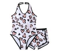 APGLSXY Stylish Heart Pattern Swim Shorts and Top for Active Teens Girls At the Beach Comfortable Kids Swimsuit Fast Dry Toddler Bathing Suit