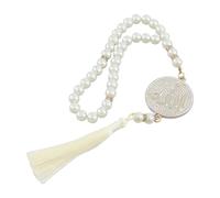 APGLSXY Stylish Imitation Pearls Beads Beaded Rosary Bangle White Tassels Decors Wristband for Daily Wear and Gifting Rosary Beads Wristband