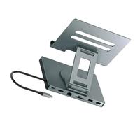 APGLSXY USB C Docking Station Stand 100W Power Aluminum Bracket Ethernet 3.5mm Output Foldable Base USB C Adapter with Stand