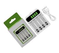 APGLSXY USB Type C Port Battery Charging Dock 4 Slots LCD Screen for AA and 3A Rechargeable Batteries 1800mA 900mA Output Charging with LCD