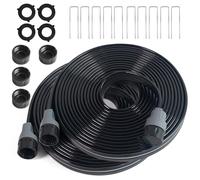 Apgooface 2-Pack Sprinkler Hose with Holes 15 Ft, Flat Soaker Hose 30 ft with Garden Staples, Drip Irrigation Hoses for Lawn, Watering Hose System (Black, 30 ft(15ftx2pack))