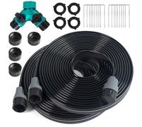 Apgooface Sprinkler Flat Soaker Hose 50 ft (25 ft 2-pack) with Garden Staples and Splitters, PVC Drip Line Irrigation Hose for Lawn, Garden Beds