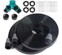 Apgooface Sprinkler Hose with Holes, Flat Soaker Hoses 50 ft (25 ft 2pack) with Garden Staples and Splitters, PVC Drip Line Irrigation Watering Hoses for Lawn,Garden Beds (50 ft)