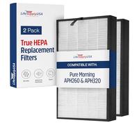 APH260 Filter Replacement Compatible with Pure Morning APH260 & APH320-3-in-1 H13 True HEPA + Activated Carbon + Pre-Filter by LifeSupplyUSA (2-Pack)