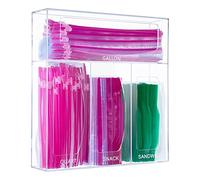 Aphbrada Acrylic Bag Storage Organizer for Kitchen Drawer, Food Storage Bag Organizer Holder Compatible with Ziplock, Glad, Hefty, Gallon, Quart, Sandwich & Snack Variety Size Bag (Clear)