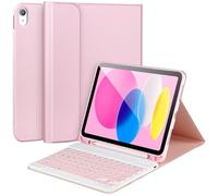 APHBZGE for iPad 11/10th Generation Case with Keyboard,Detachable Bluetooth Keyboard case for iPad A16 2025 11 inch/10th Gen 2022 10.9’’ with Pencil Holder, Square Keycaps,Pink