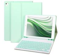 APHBZGE for iPad 6/5th Generation Case with Keyboard 2018/2017,Detachable Bluetooth Keyboard case for iPad Air 2/1,iPad Keyboard Case 9.7 inch with Pencil Holder,Square Keycaps,Green