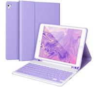 APHBZGE for iPad 6/5th Generation Case with Keyboard 2018/2017,Detachable Bluetooth Keyboard case for iPad Air 2/1,iPad Keyboard Case 9.7 inch with Pencil Holder,Square Keycaps,Purple
