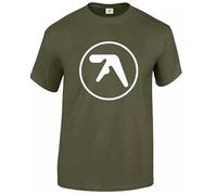 Aphex Twin T-Shirt Men's Funny Dance Rave Music Electronicas Tee Top(Military Green-White,XXL)