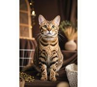 Aphila 5D Diamond Art Bengal Cat Kitten Diamond Painting DIY Kits Full Round Drill Crystal by Number Stitch Embroidery Arts and Crafts for Living Room Home Wall Decor 12x16 inch / 30x40cm