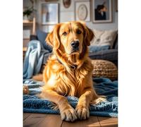 Aphila 5D Diamond Art Golden Retriever Diamond Painting DIY Kits Full Round Drill Crystal by Number Stitch Embroidery Arts and Crafts for Living Room Home Wall Decor 12x16 inch / 30x40cm