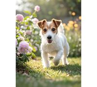 Aphila Jack Russell Terrier Diamond Painting DIY Kit 5D Diamond Art Full Round Drill Beads by Number Stitch Handmade Arts and Crafts for Living Room Bedroom Home Wall Decor 12x16 inch / 30x40cm