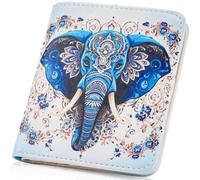 APHISON Purses for Women Small Wallet with Zipper RFID Blocking Slim Vegan Leather Wallet Bifold Card Holder Coin Pocket Ladies Purse with ID Window Blue Elephant