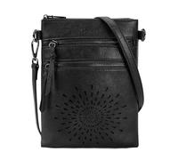 APHISON Small Shoulder Bag Women's Shoulder Bag Crossbody Bag Made of Premium Vegan Leather with Sunflower Pattern Zip Purse Compartment Mobile Phone Case for Smartphone Adjustable Strap, A6-black-168