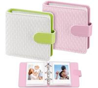 Aphlos 2-Pack Mini Photo Albums for 2x3 Inch Photos, 40-Page Large Capacity Photo Album for Fujifilm Instax Mini 12/9/SE/7+/40/90/EVO, Polaroid Hi-Print/Snap Touch/HP Sprocket (Woven Patterns)